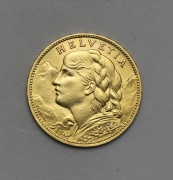 Zlatý 100 Frank 1925 B - Vreneli - Švýcarsko - RRR!