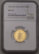 Zlatá Dvacetikoruna FJ I. 1897 KB - NGC MS62!