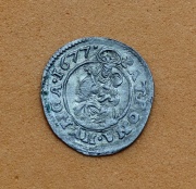 Stříbrný Denár Leopold I. (1677) - Super Stav!