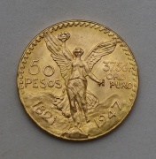 Zlaté 50 Pesos 1947 - Centenario - Mexico - Patina!