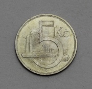 Stříbrná 5 Kčs 1929 - Super Stav v Patině!