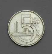 Stříbrná 5 Kčs 1929 - Super Stav!