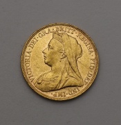 Zlatý Sovereign / Libra 1894 - Victoria se Závojem - Super!