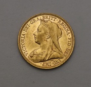 Zlatý Sovereign / Libra 1895 S - Victoria se Závojem - Super!