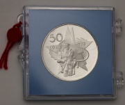 Stříbrná 50 Kčs 1973 - Vítězný Únor - PROOF - Plastová Plomba!