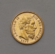 Zlatý 20 Frank 1877 A - Leopold II. - Belgie!