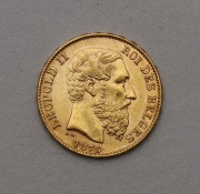 Zlatý 20 Frank 1875 A - Leopold II. - Belgie!
