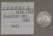 Stříbrný 3 Krejcar Leopolda I. 1686 - Hall!