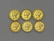 Sbírka Všech 6 Ročníků Zlatých Dolarů Liberty Head - Vzácné!