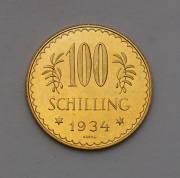 Zlatý 100 Schilling 1934 - Super Stav - Vzácný!