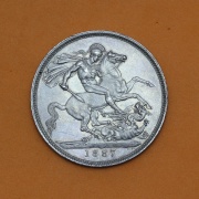 Stříbrný Crown 1887 - Victoria - Anglie - Super!