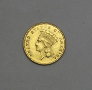 Zlatý 3 Dollar 1855 - Indian Princess - Vzácný!