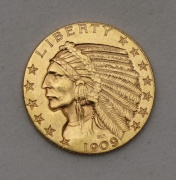 Zlatý 5 Dollar 1909 S - Indian Head!