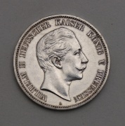 Stříbrná 5 Marka 1888 A - Wilhelm II. - Velmi Vzácná!