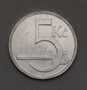 Stříbrná 5 Koruna 1928 Československo - Varianta A! Super Stav!