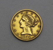 5 Dollar 1854 - Coronet Head - Vzácný!