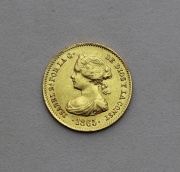 Zlaté 4 Escudo 1865 - Isabella II. - Španělsko!