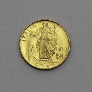 Zlatá 100 Lira 1932 - Vittorio Emanuele III. - RR!