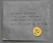 Zlatá Desetikoruna Františka Josefa 1908 bz - Jubilejní