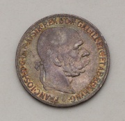 Stříbrná 5 Koruna Františka Josefa I. 1907 - Patina!