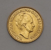 Zlatý 10 Gulden 1925 - Wilhelmina - Holandsko - Super Stav!