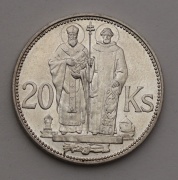 20 Koruna 1941 - Varianta Dvojkříž - Slovenský Štát - Super! R!