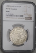 Stříbrná 3 Marka 1927 A - Nordhausen - NGC PF62!