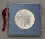 Stříbrná 50 Kčs 1973 - Vítězný Únor - PROOF - Plastová Plomba!
