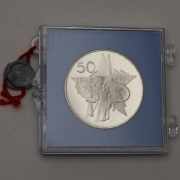 Stříbrná 50 Kčs 1973 - Vítězný Únor - PROOF - Kovová Plomba!