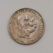 Stříbrná 5 Koruna Františka Josefa I. 1900 - Duhová patina!