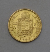 Zlatý 8 Forint 1891 KB - Fiume - Vzácnější!
