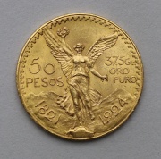 Zlaté 50 Pesos 1924 - Centenario - Mexico