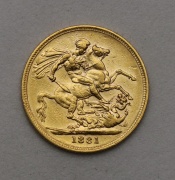 Zlatý Sovereign / Libra 1881 M - Victoria - Mladý Portrét!