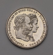 Stříbrný 2 Zlatník FJ I. 1879 - Stříbrná Svatba - Prooflike!