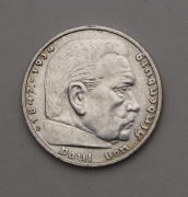 Stříbrná 5 Marka 1938 D - Paul von Hindenburg - V Patině!