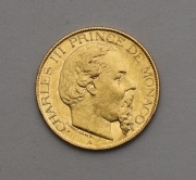 Zlatý 20 Frank 1879 A - Charles III. - Monaco - Vzácný!