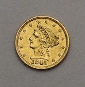 Zlatý 2 a 1/2 Dollar 1845 - Coronet Head - Vzácný!