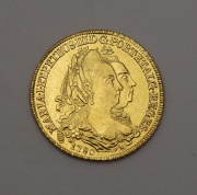 Zlaté 6400 Reis 1780 R - Maria I. a Pedro III. - Brazílie!