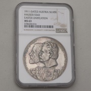 AG Medaile Střelby Bolzano 1911 - NGC MS63 - Lesklá! RR!