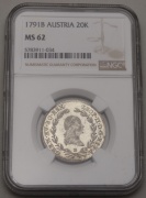 Stříbrný 20 Krejcar 1791 B Leopold II. - NGC MS62 - Super!