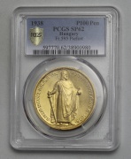 Zlaté 100 Pengö 1938 UP - sv. Ištván - PCGS SP62 - RR!