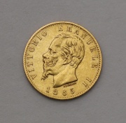 Zlaté 20 Lire 1865  - Vittorio Emanuele II. - Itálie!