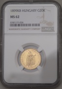 Zlatá Dvacetikoruna FJ I. 1899 KB - NGC MS62 - Super!