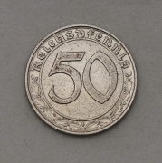 Niklový 50 Pfennig 1938 B - 3. Říše - Svastika! Vzácný!