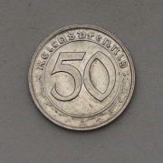 Niklový 50 Pfennig 1939 G - 3. Říše - Svastika! Vzácný!