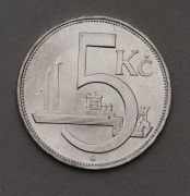 Stříbrná 5 Koruna 1928 Československo - Super Stav!