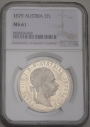 Stříbrný 2 Zlatník FJ I. 1879 - NGC MS61 - Super Stav!