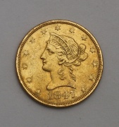 Zlatý 10 Dollar 1847 P - Coronet Head - Vzácný!
