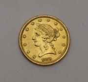 Zlatý 5 Dollar 1839 P - Coronet Head - První Ročník! RR!