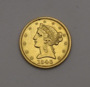 Zlatý 5 Dollar 1843 P - Coronet Head - Super Stav! R!